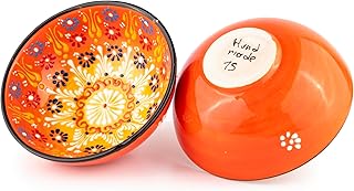 Ceramic Serving Bowls, 20 oz Cereal Bowl, Handmade Rice Bowl, Colorful Snack Bowl, Cereal Bowl Set of 2, Dishwasher & Microwave Safe Ceramic Bowl (Tangerine)