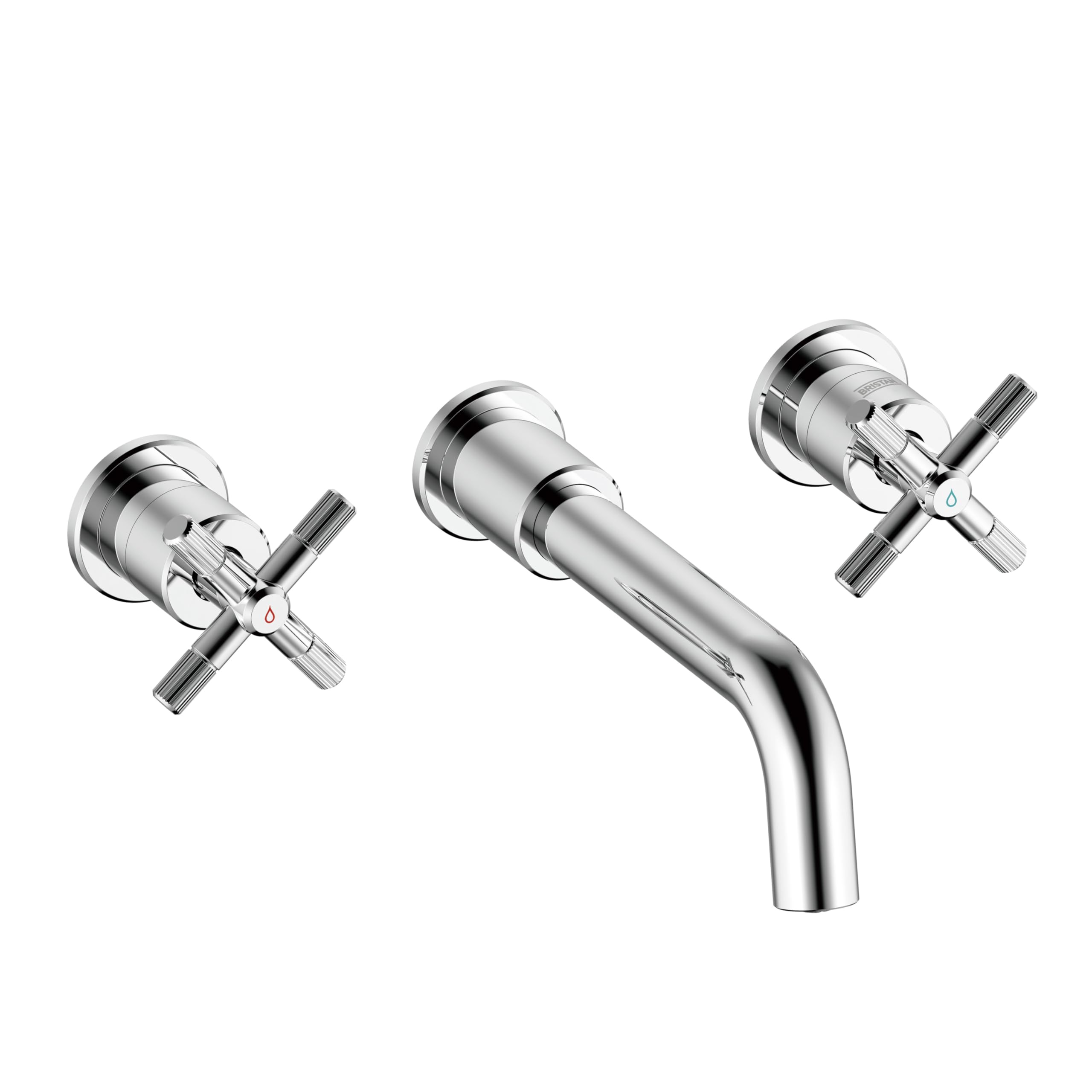 Bristan Cruzar - Grifo mezclador para lavabo con 3 orificios para montaje en pared, con función de ahorro de agua, acabado cromado