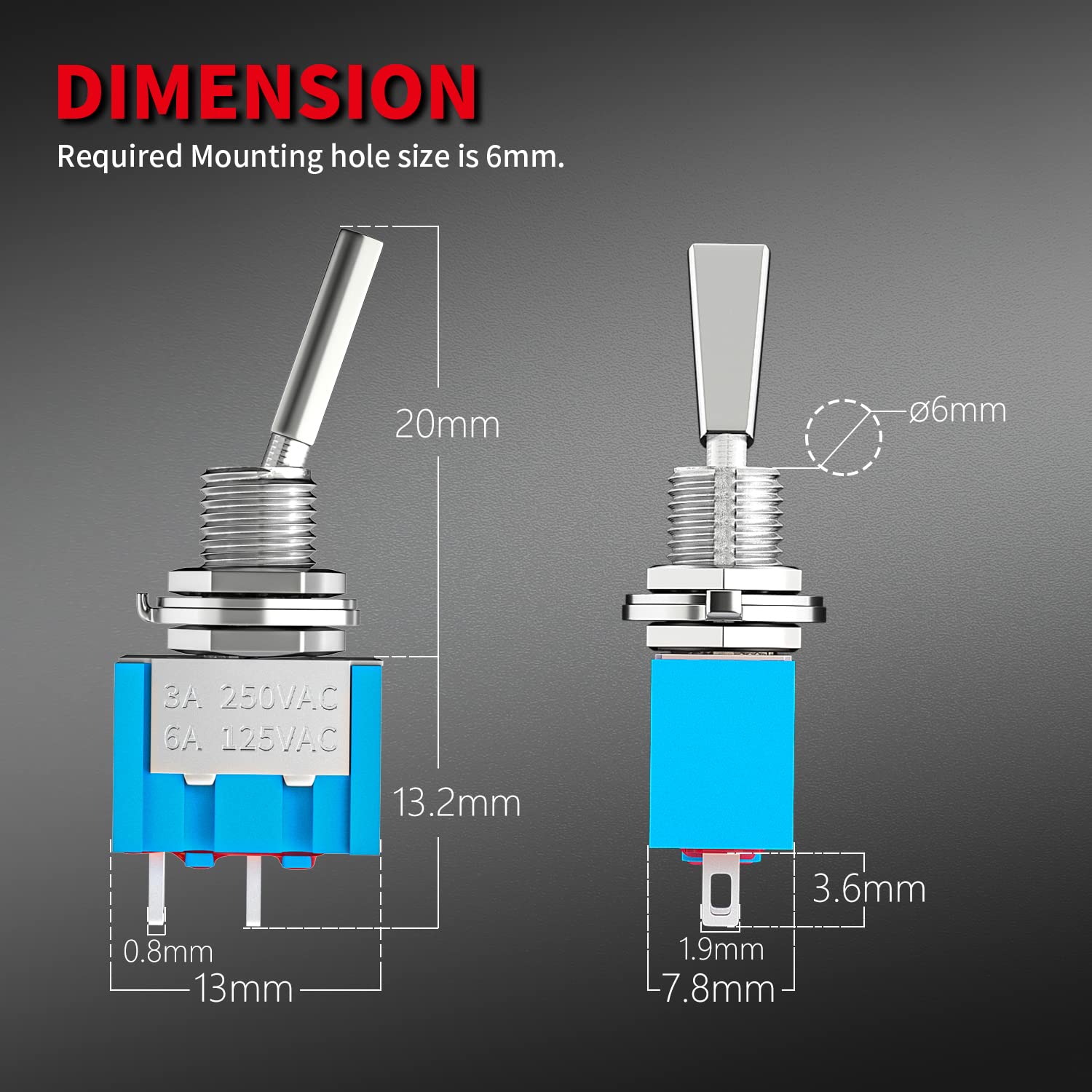 DaierTek Mini Toggle Switch 2 Position SPST 6A Liberia Ubuy