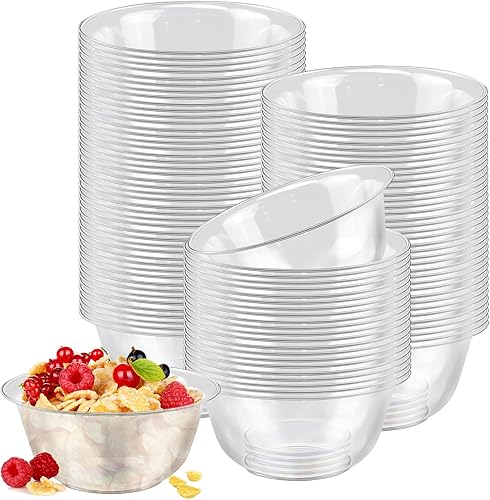 Miniatura 1 de BadenBach Paquete de 100 cuencos de plástico duro de 10 onzas, cuencos de plástico transparente desechables de plástico transparente para sopa,