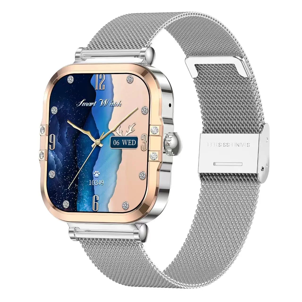 SUPEROFFERTA SCORTE FINALI 2026 1.75 pollici con schermo a colori HD AMOLED 390 * 450 con funzione NFC gestione mestruale Smartwatch da donna per donna. (Argento)