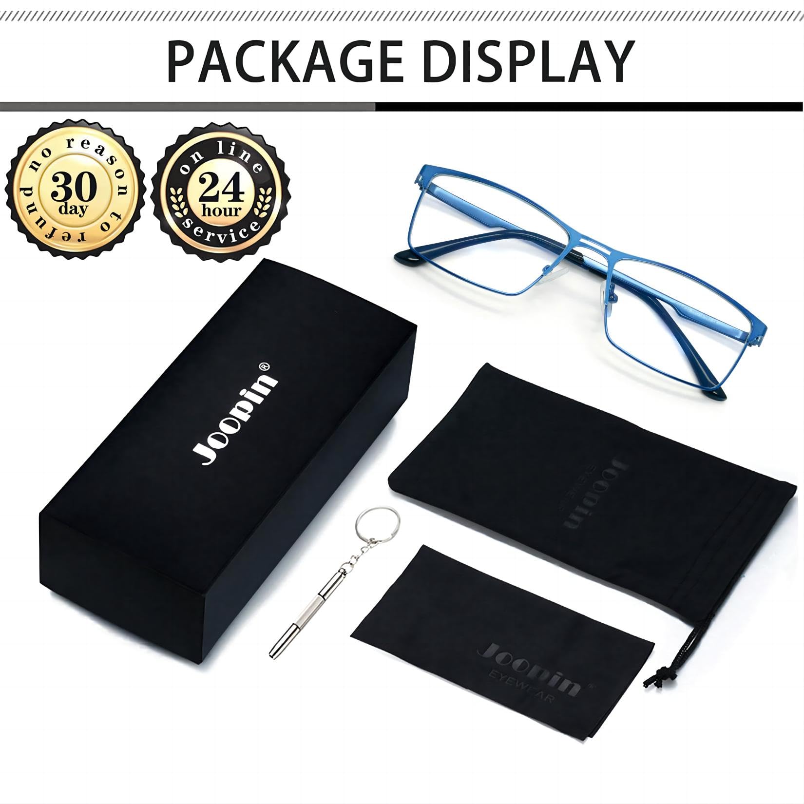 Joopin Gafas Luz Azul Hombre Mujer Rectangulares Lentes Anti Filtro Azul para Gaming Pantallas Ordenador Antifatiga y Antireflejantes Marco de Metal