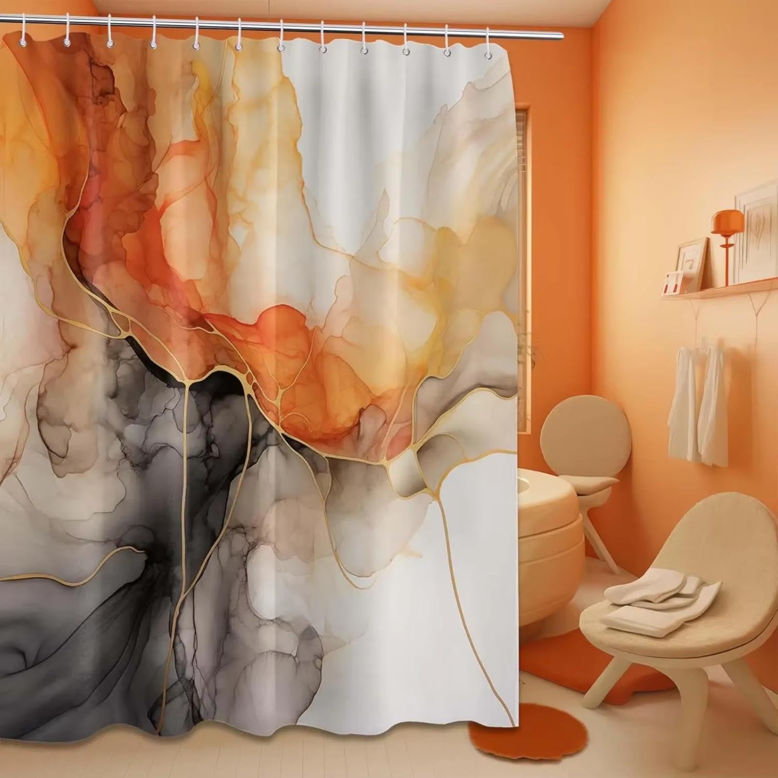 Rideau de douche abstrait pour transformer la décoration de salle de bain