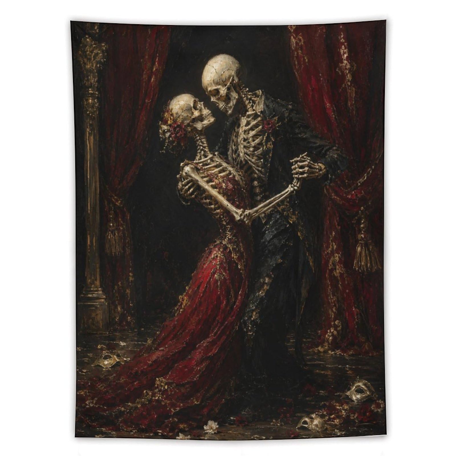 H3B8U2Y5 Dancing Skeleton Couple Wall Tapestry, Gothic Oil, College Dorm