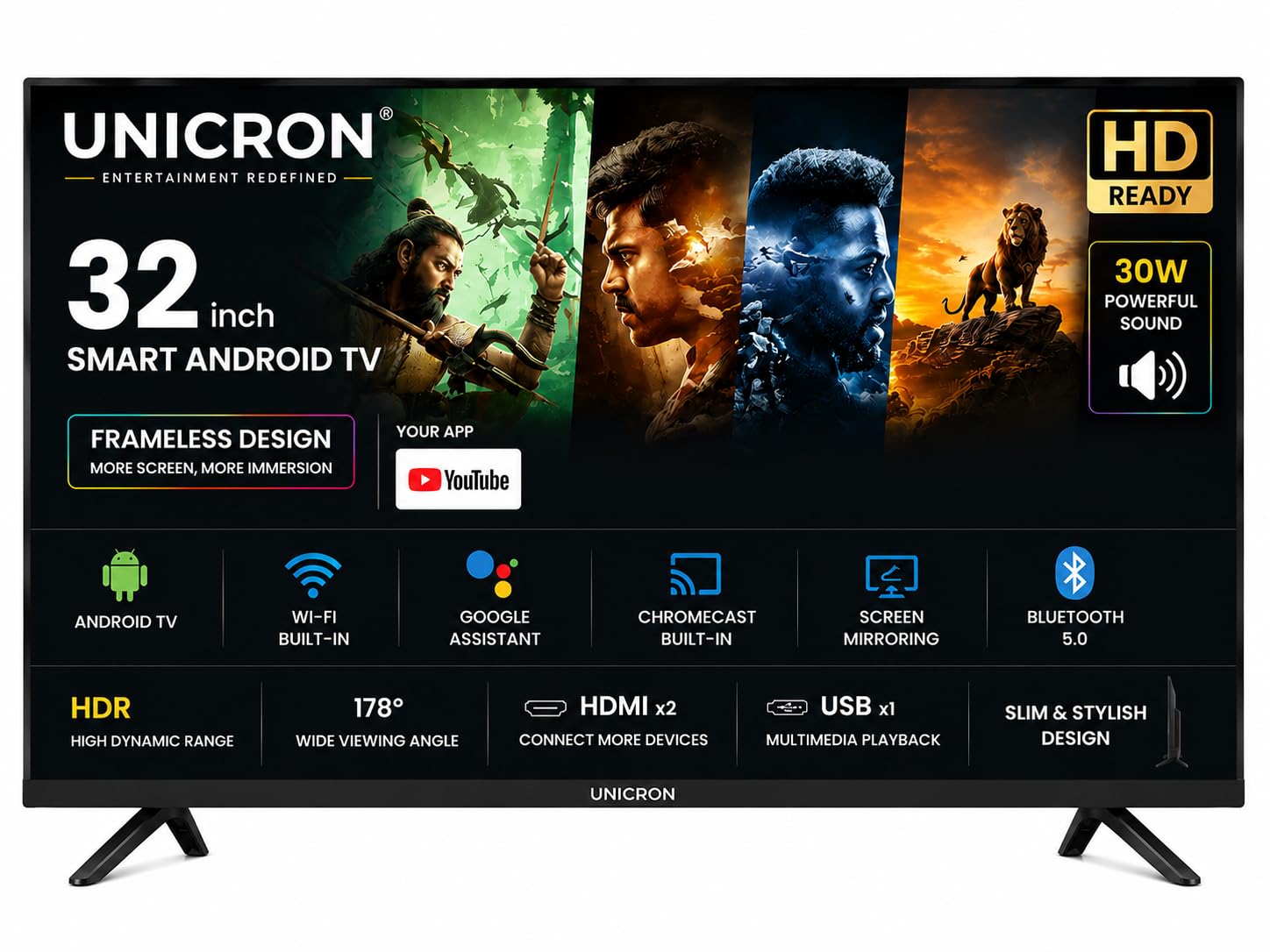 32型 液晶テレビ 32インチ Netflix YouTube Amazo Wi 32 inch smart tv Android Frameless Smart LED TV HD Ready Built-in