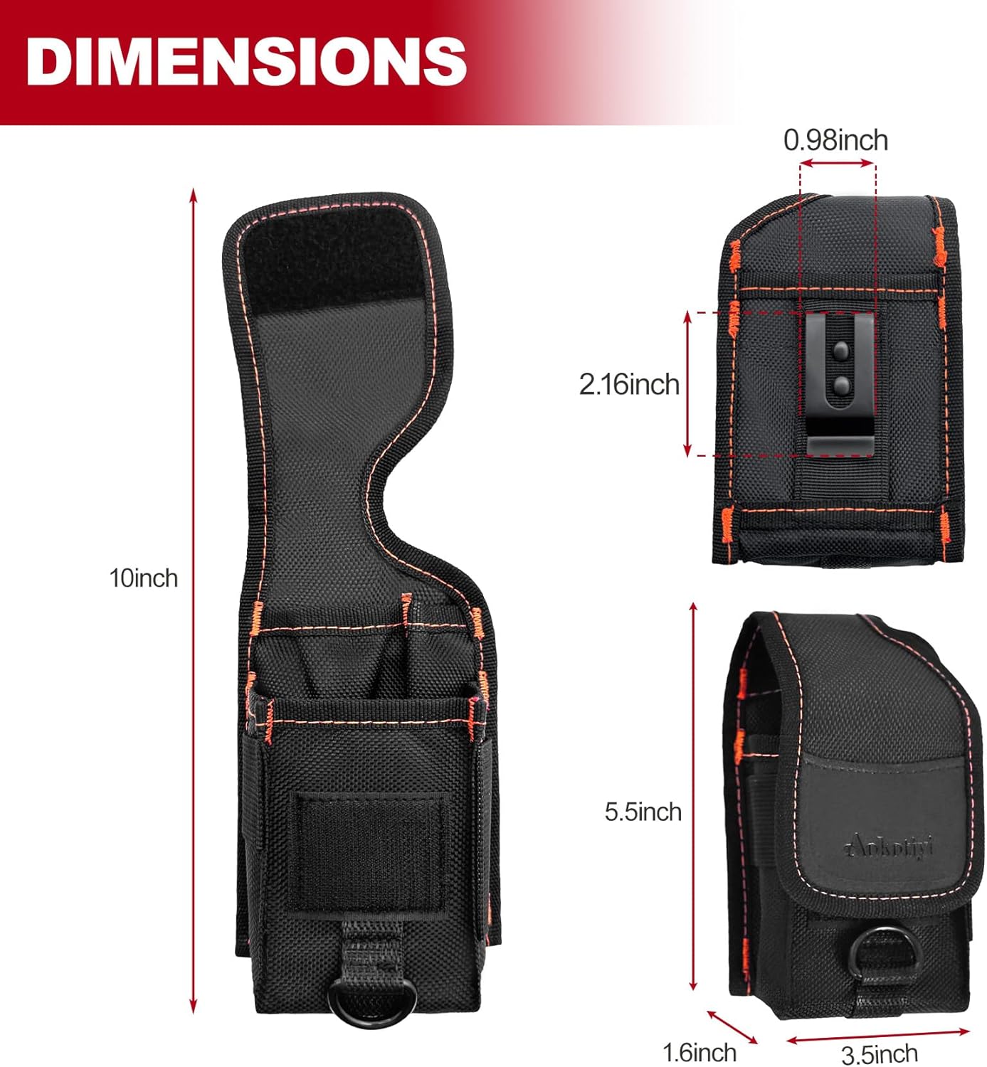 Multitool Holster Sheath with Belt Clip, Small Multi-Pocket EDC Tool Pouch Compatible with Leatherman Wave+, Tactical Tool Organizer for Camping, Work, Men, 600D Nylon