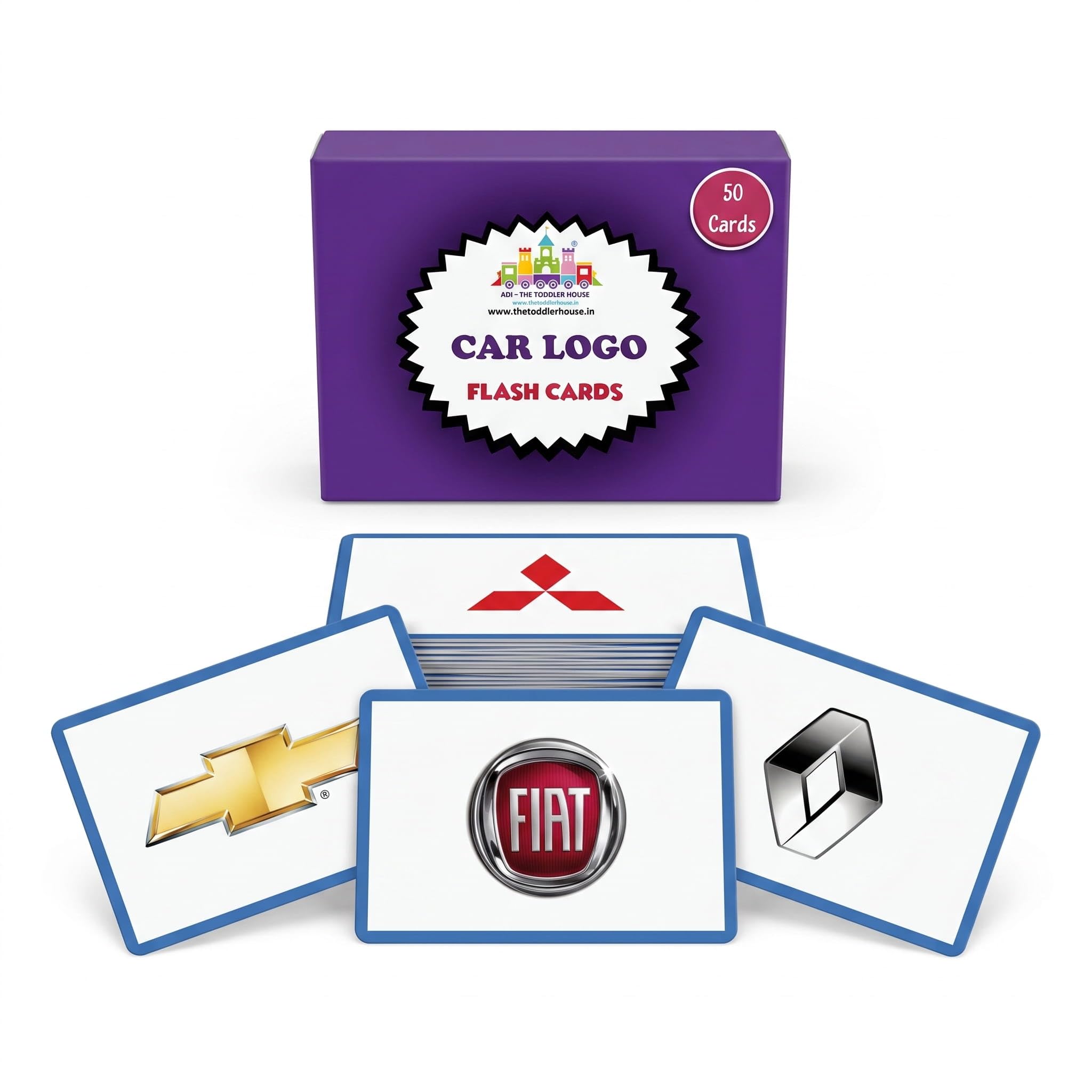 Car Logo Flash Cards - Flash Cards for Kids Easy & Fun Way of Early Learning car Brands 3 Months to 6 Years Babies - Laminated - Non Tearable - Durable-image-43