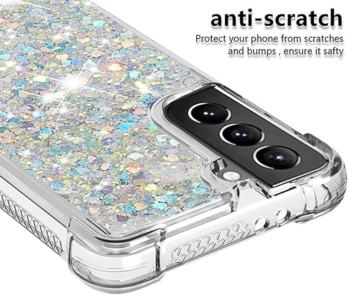 Miniatura 3 de LEMAXELERS Funda compatible con Galaxy S21+ 5G, funda transparente líquida con purpurina flotante de arena movediza a prueba de golpes, funda