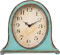 Creative Co-Op Distressed Aqua Metal Mantel Clock - Vintage Farmhouse Coastal Decor Piece