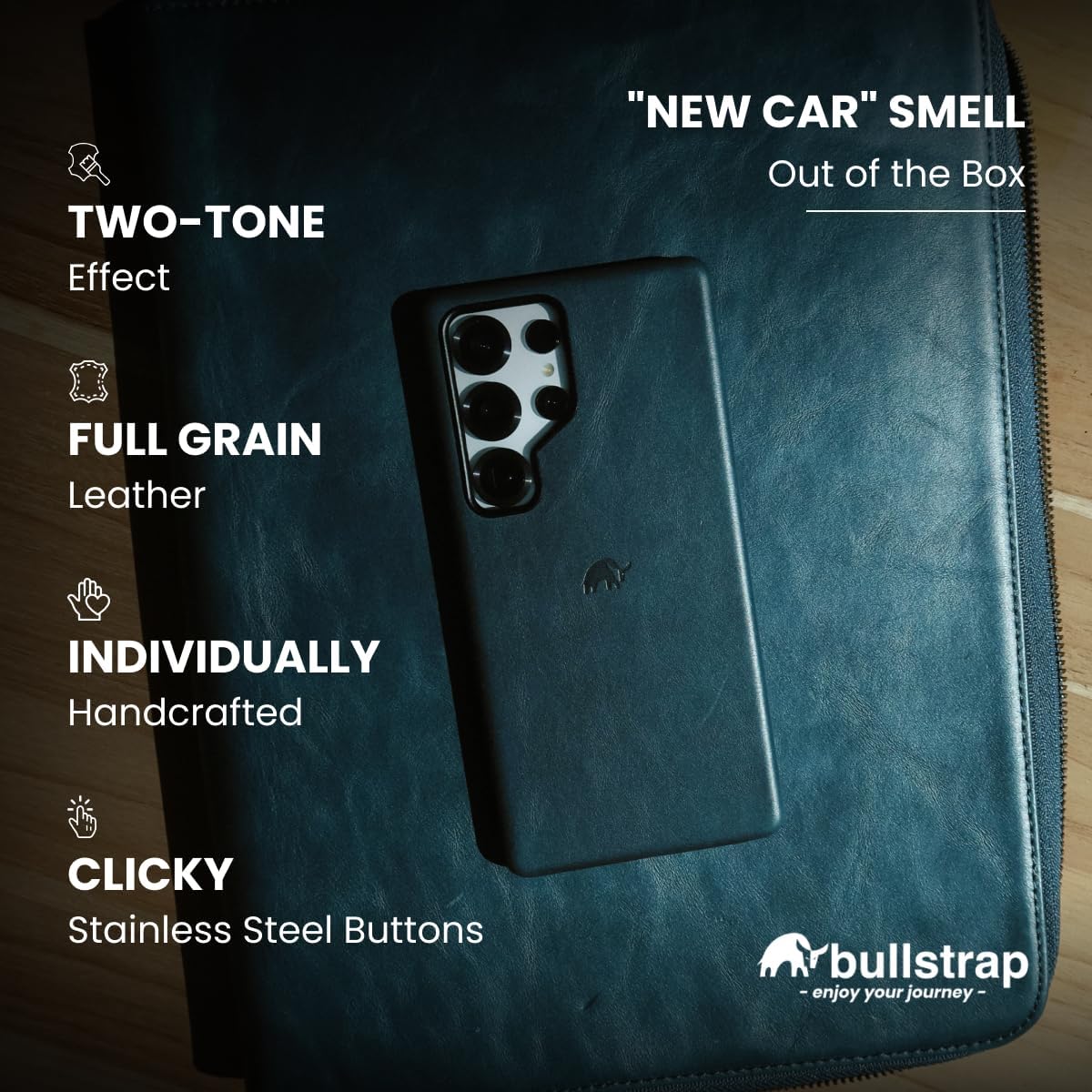 Bullstrap Premium Handcrafted Leather Case for Samsung S25 Ultra | No-Bulk Flawless Fit & MagSafe Compatible | Premium Full-Grain Samsung S25 Ultra Leather Case w/Beautiful & Unique Patina | Ocean