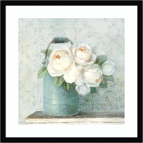 Miniatura 7 de Amanti Art Lienzo decorativo para pared, 36 x 36 pulgadas, diseño de rosas de junio I blanco y azul por Danhui Nai, arte de pared de naturaleza Búho