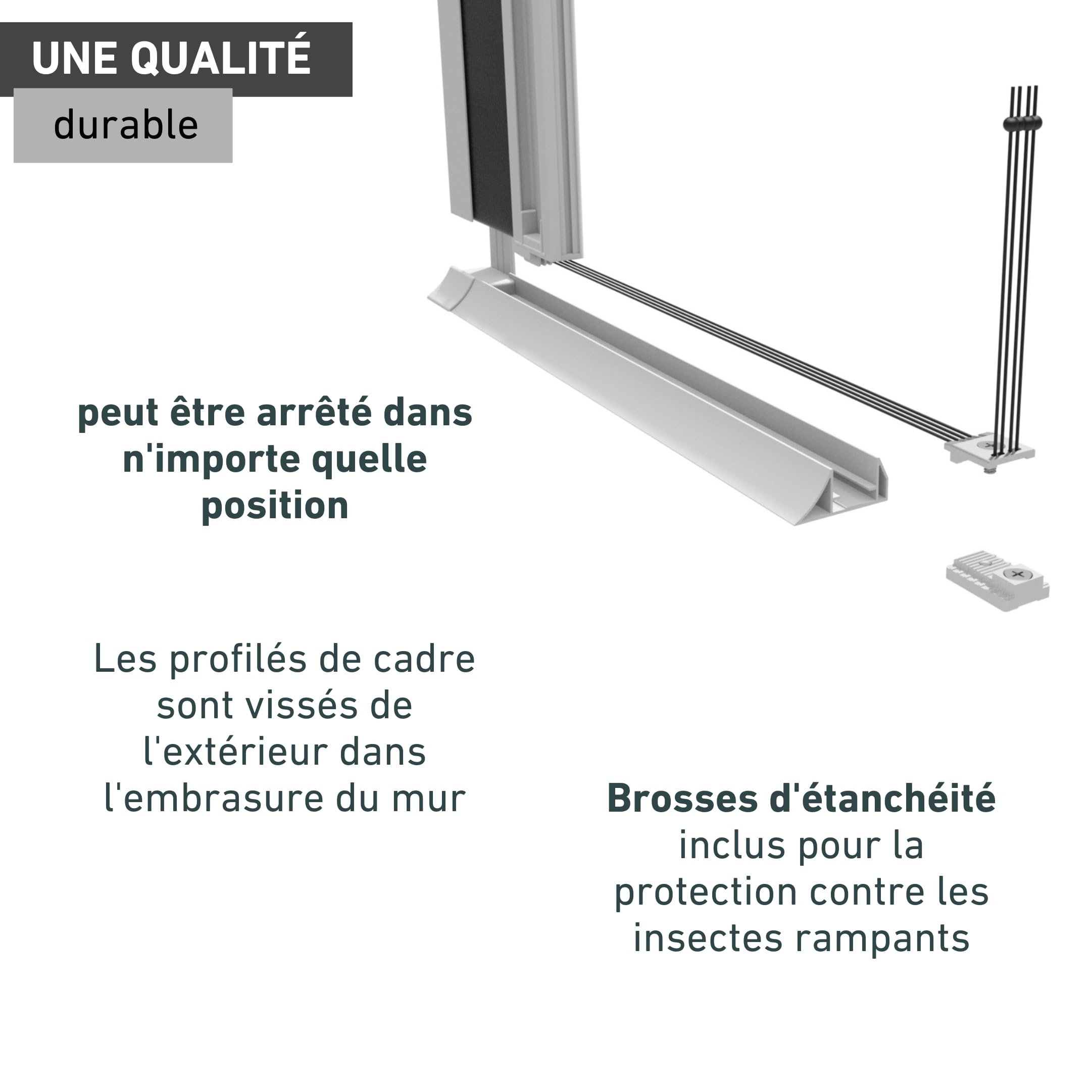 Windhager Moustiquaire porte plissée 240 x 240 cm, rideau anti-insectes moustiques, installation facile sans perçage, passage libre pour porte balcon ou terrasse, blanc, 03959