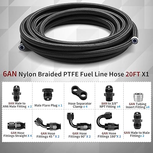 Miniatura 8 de BRIFITOR Kit de línea de combustible intercambiable LS de 38 pulgadas, 6AN y 25 pies, línea de inyección de combustible EFI LS, kit de montaje de