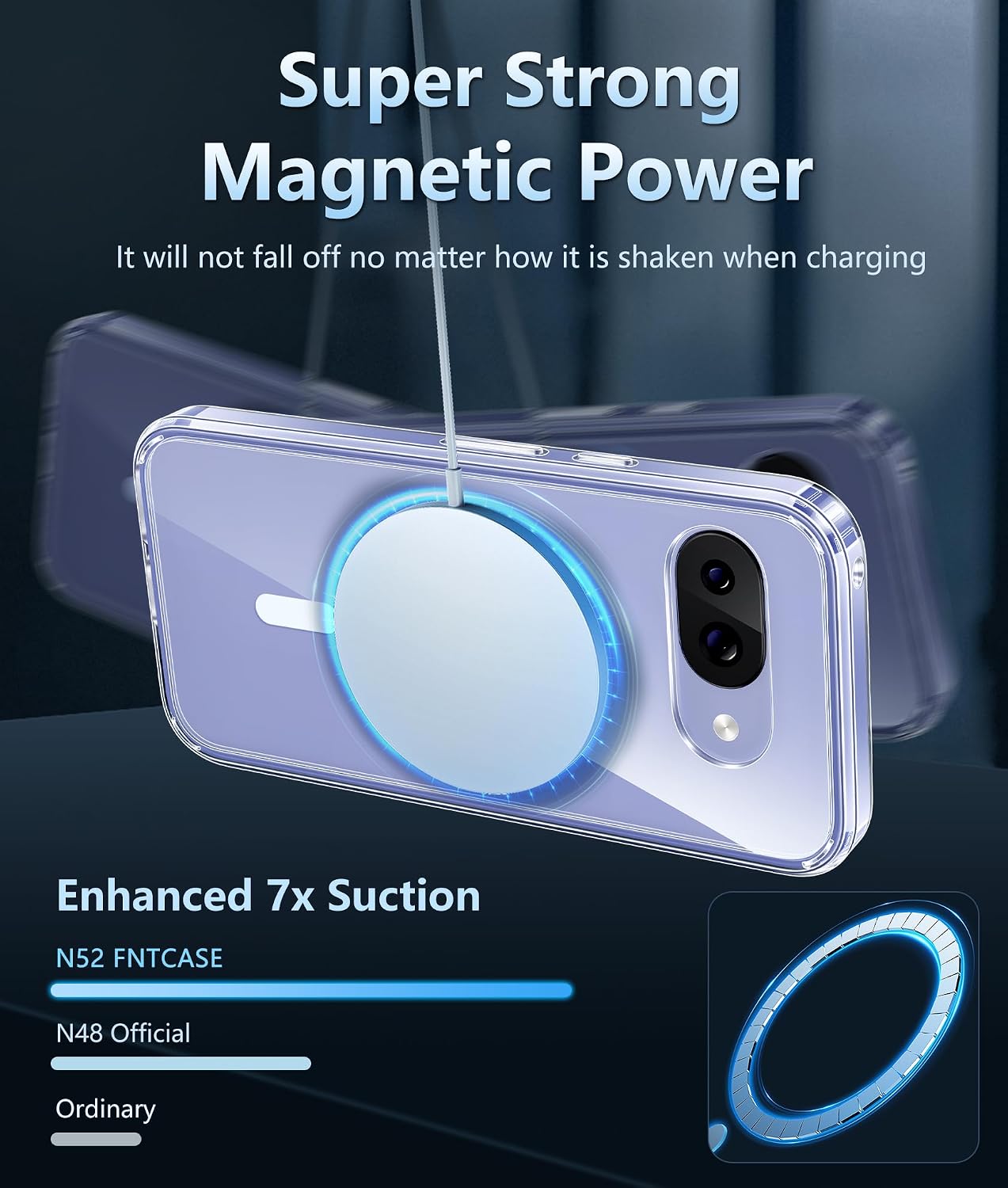 FNTCASE for Google Pixel 9a Case: Magnetic Military Grade Drop Protection Anti Yellowing Cell Phone Cover - Rugged Shockproof Protective Bumper Transparent Cases(Clear Magnetic)