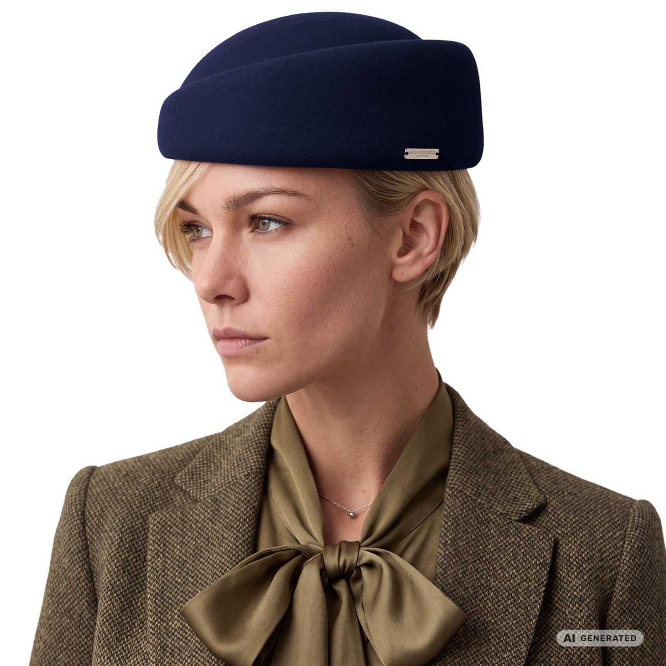 Seeberger Chapeau en Feutre de Laine Pillbox Femme - Automne Ete Printemps Hiver Printemps-ete