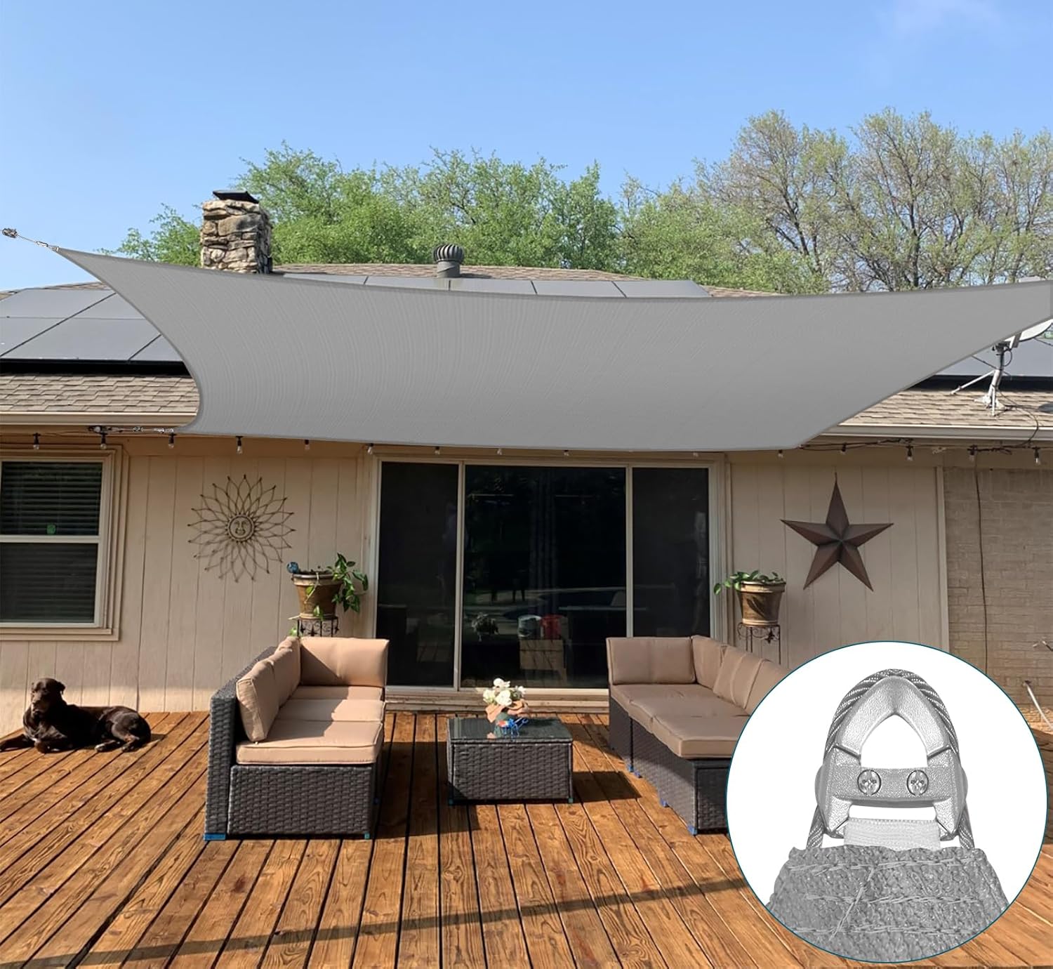 Coarbor 40'x41' Reinforced Wire Sun Shade Sail Rectangle Heavy Duty Strengthen Canopy Cover with A Ring Steel Cable Wire for Patio Pergola Backyard Deck Yard Pool Light Grey