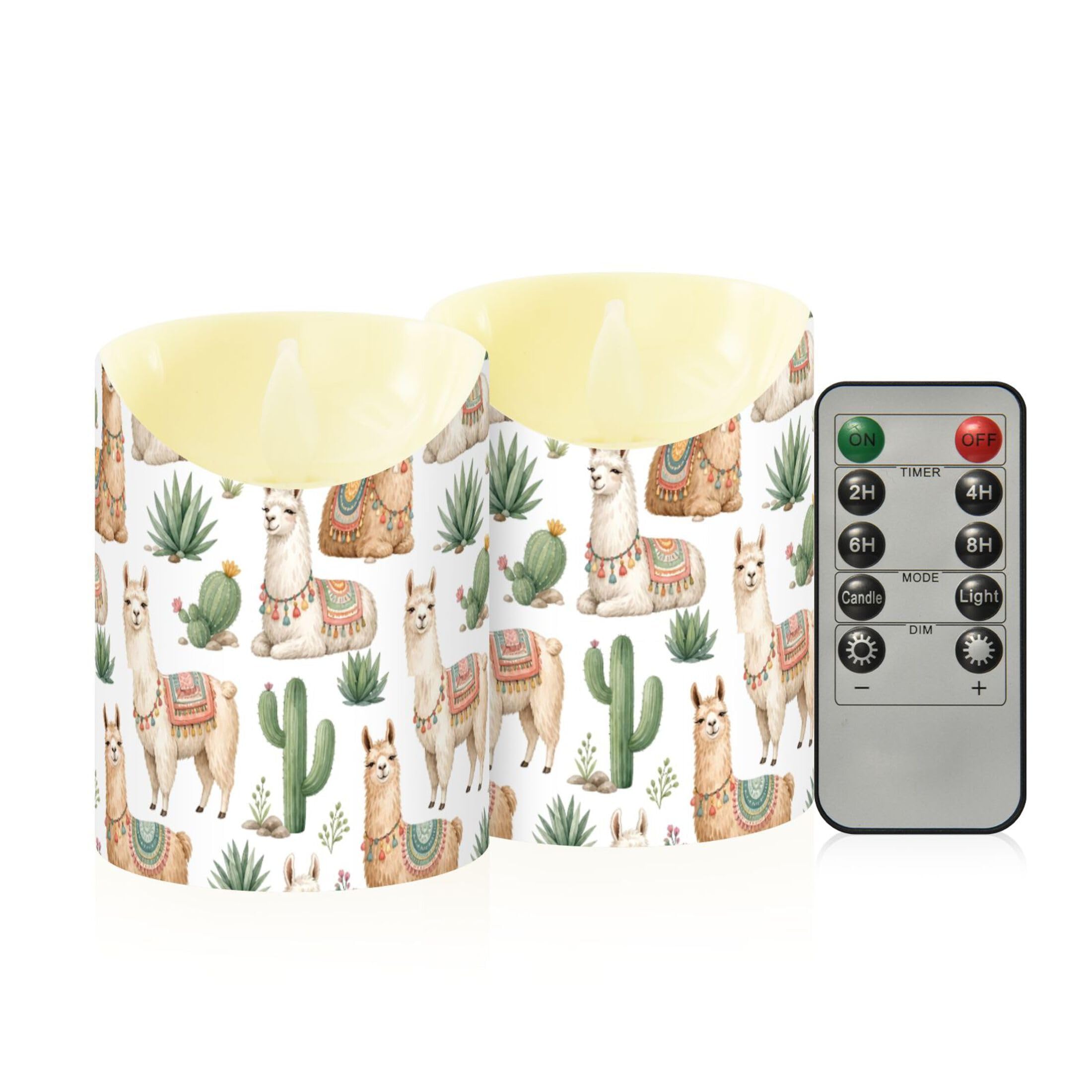 Fuauuyl Alpaca LED Flameless Candles Flickering Plastic Pillar Candles Battery Operated Votive Candle with Remote Control and Timer, Home Decoration 2 Pack