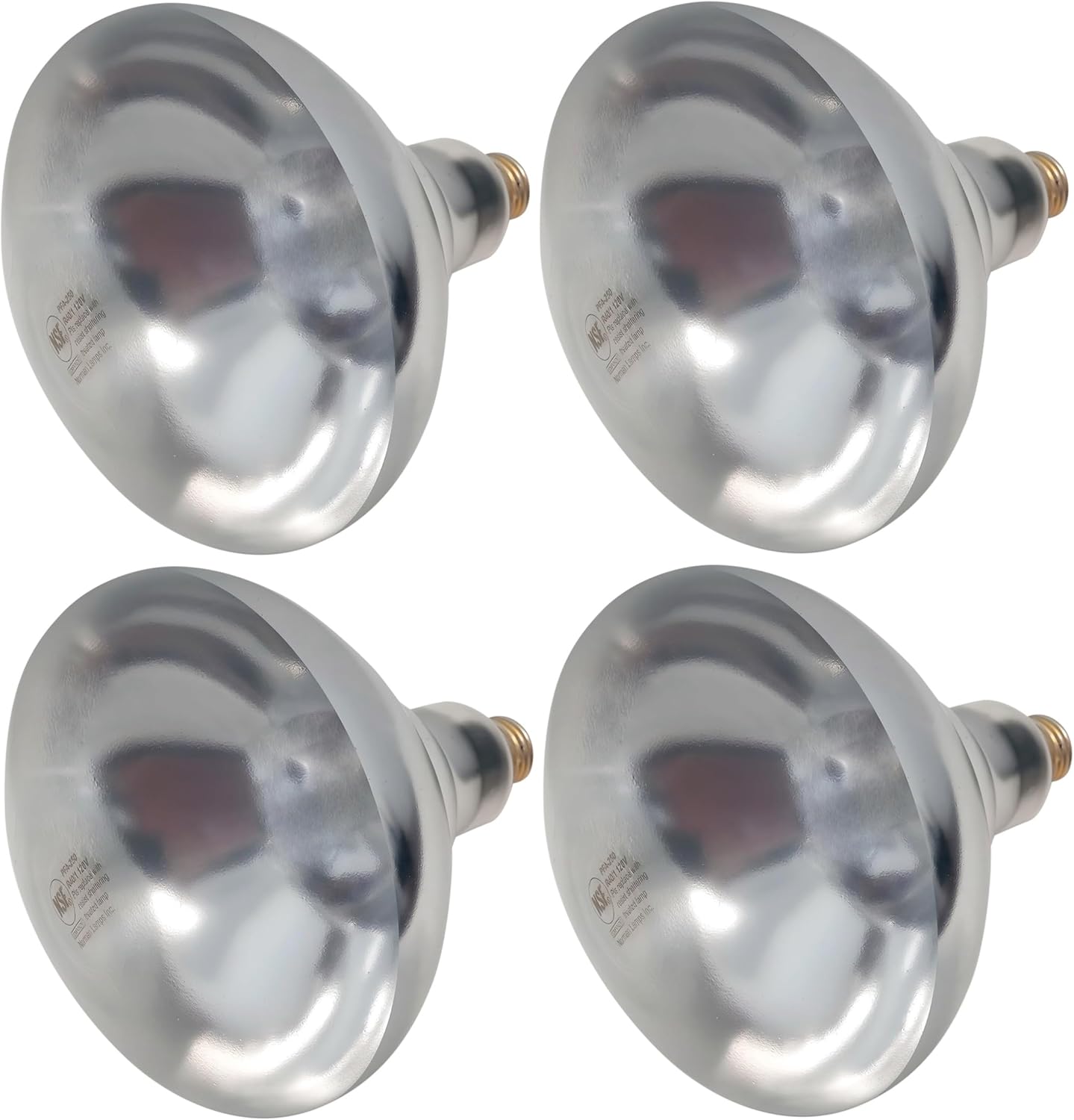 OCS Parts 250 Watt PFTE Coated Shatter Resistant Heat Lamp Bulb | Replacement Food Warmer Specialty Light Bulbs for Avantco Heat Lamps (4, White)