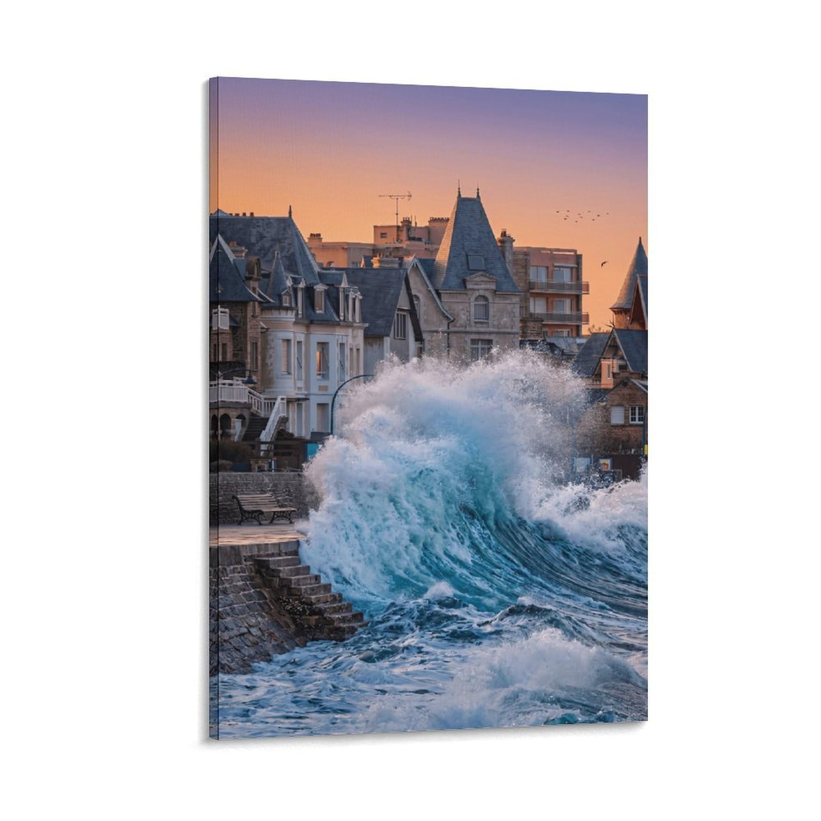 XPASHIQWC Brittany Coastal Town Poster Artwork Canvas Prints Picture Modern Canvas Wall Art Picture Wall Hanging for Home Decorations 20x30inch(50x75cm)