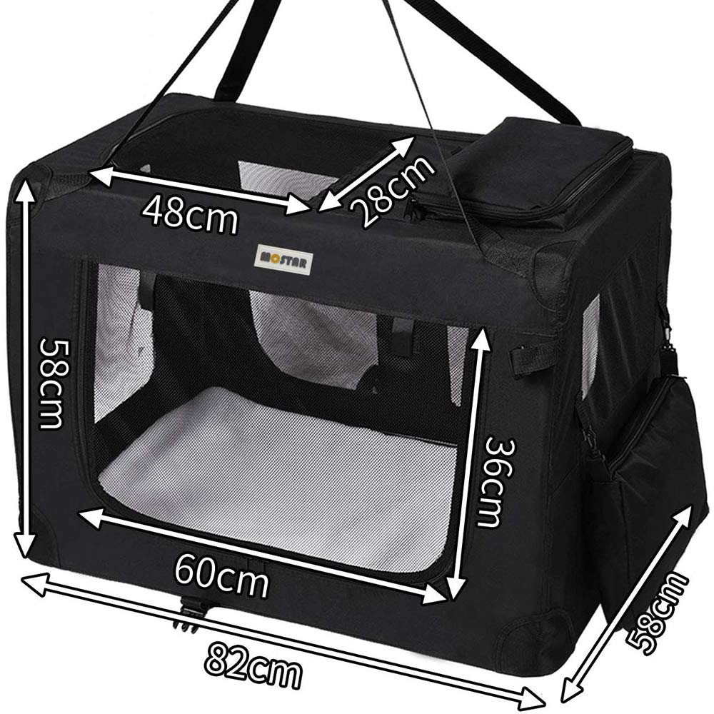 Melko Hundebox Hundetransportbox faltbar Transportbox Katze 82x58x58 cm | wasserabweisendes Oxford-Gewebe, Netzfenster zur Belüftung, waschbares Bodenpolster, Tragegriff, für Auto und Reisen