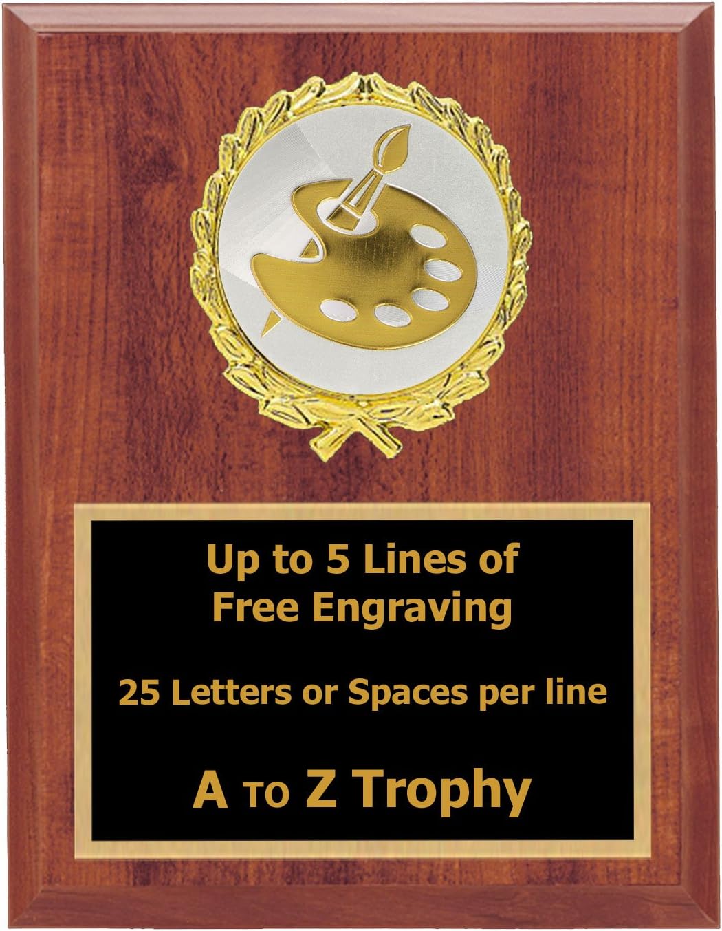 Trophies Art Plaque Awards 6x8 Wood Drawing Brush Painting Trophy Free Engraving