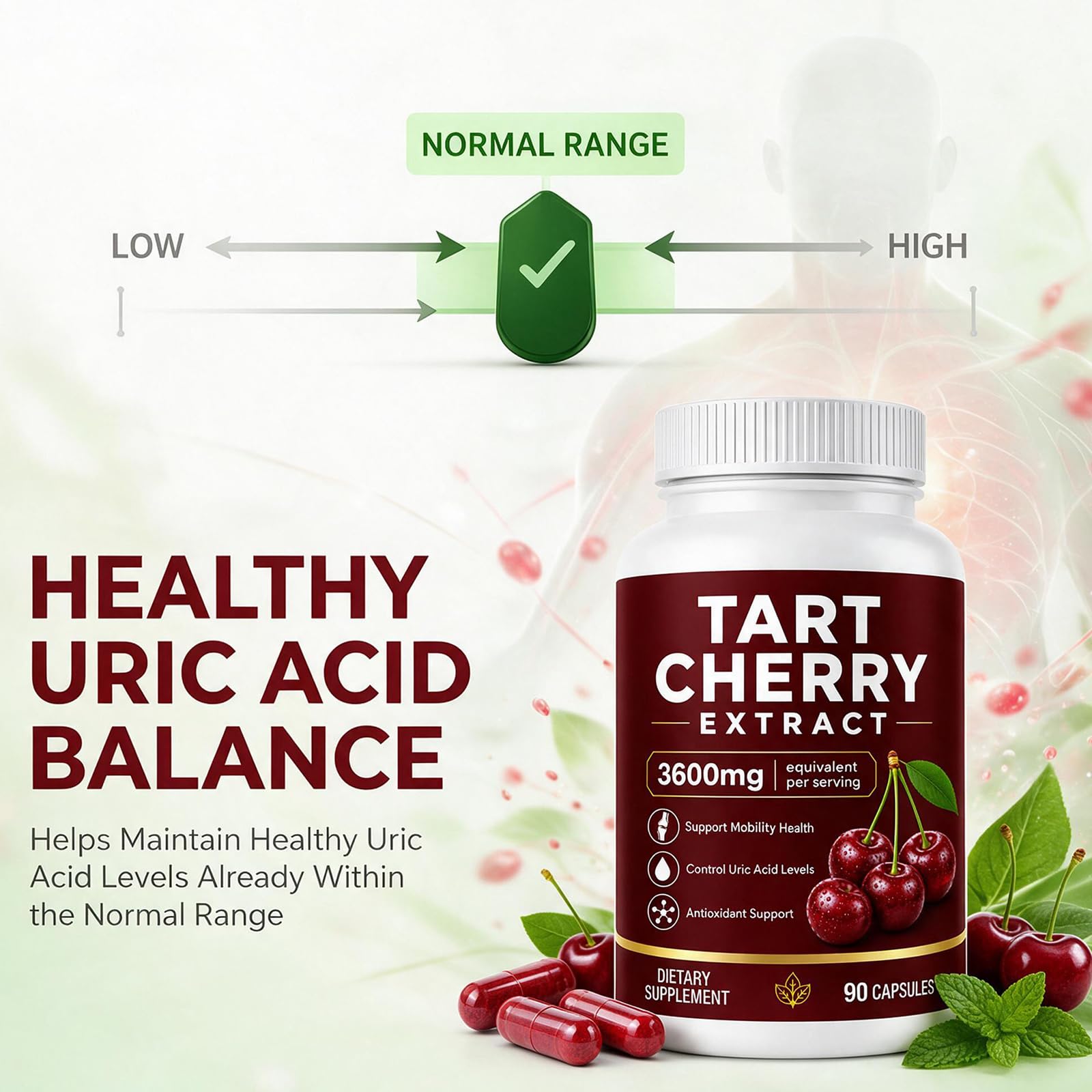 Tart Cherry Extract Capsules - Cold Pressed Tart Cherry Extract Supplement for Mobility & Flexibility Support, Natural Antioxidant Support for Active Lifestyles, 90 Count — Amazon image 4