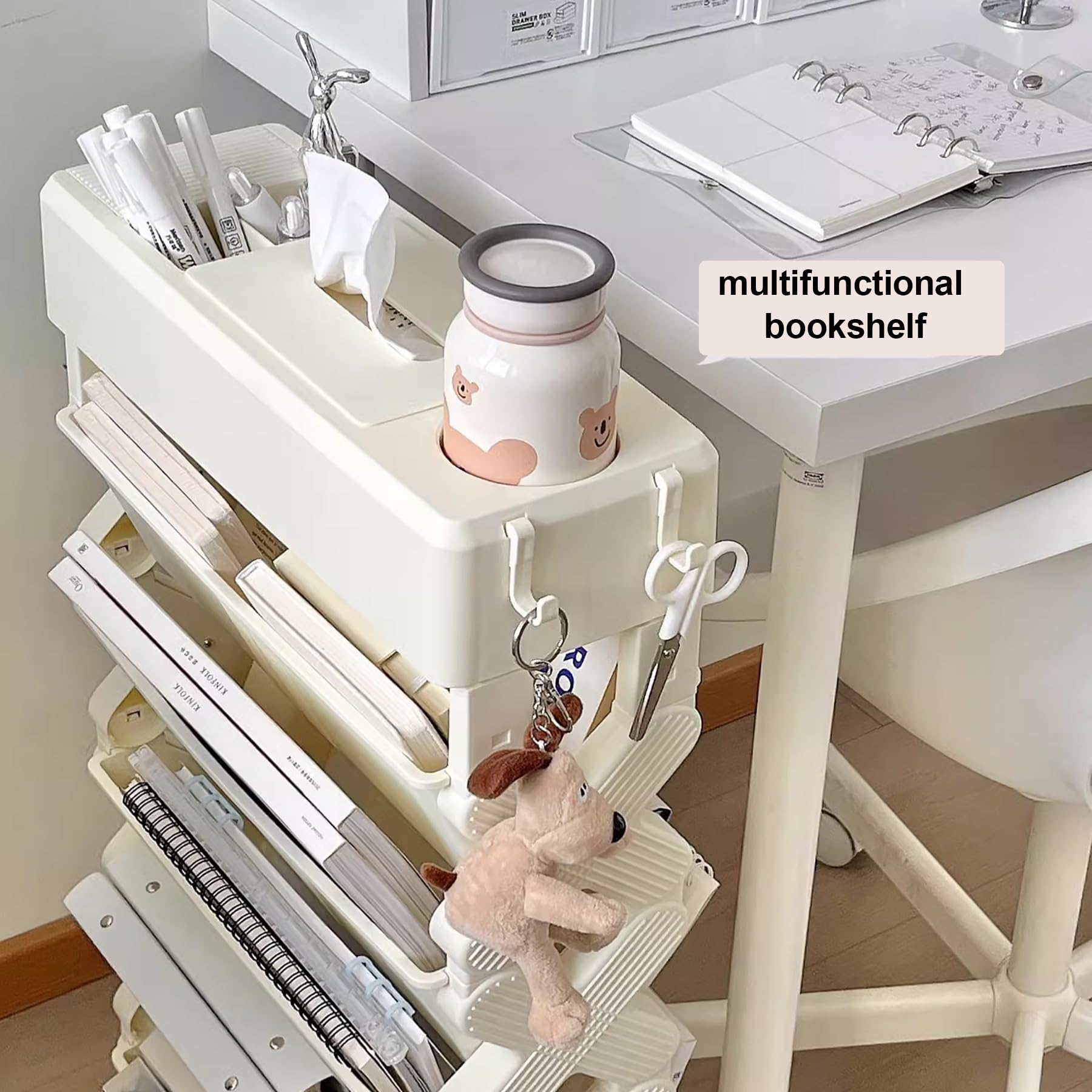 Carrello multiuso con rotelle Carrello per libreria con rotelle a 5 livelli Organizzatori e accessori da scrivania salvaspazio Scaffale mobile con ruote