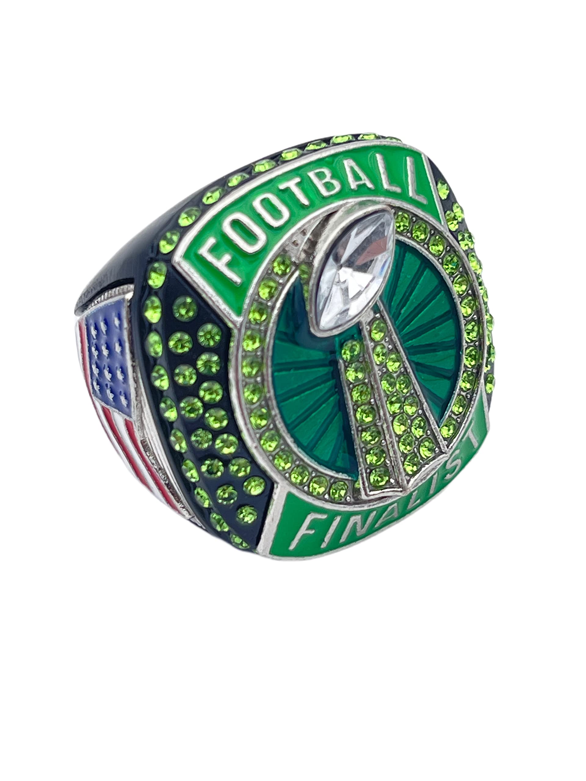 Discount Sports Rings, FOOTBALL FINALIST RING — Player Award, assorted colors and gemstones (Black/Green)