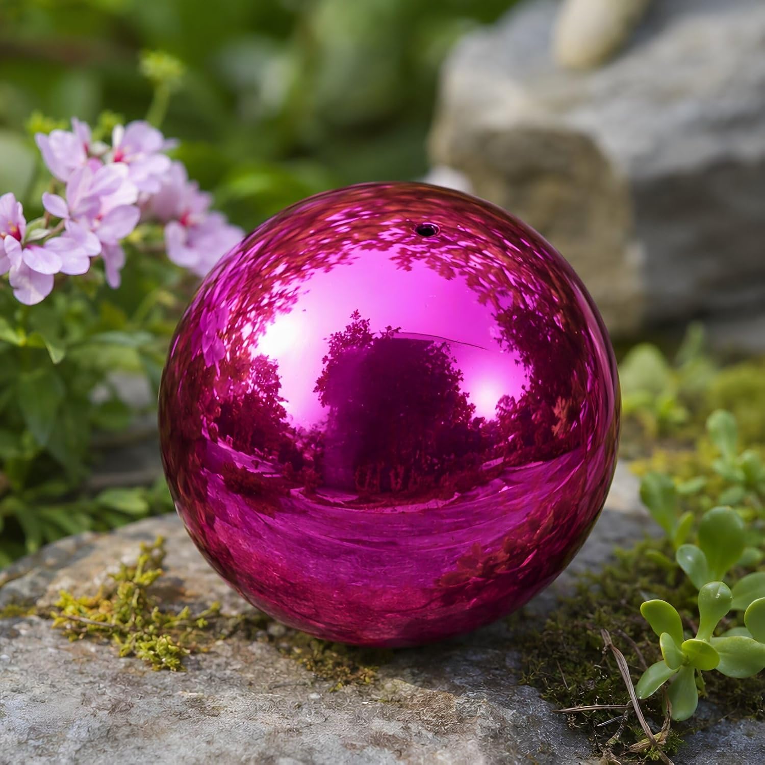 IMIKEYA Stainless Steel Gazing Ball, Purple, 4.72 Inch