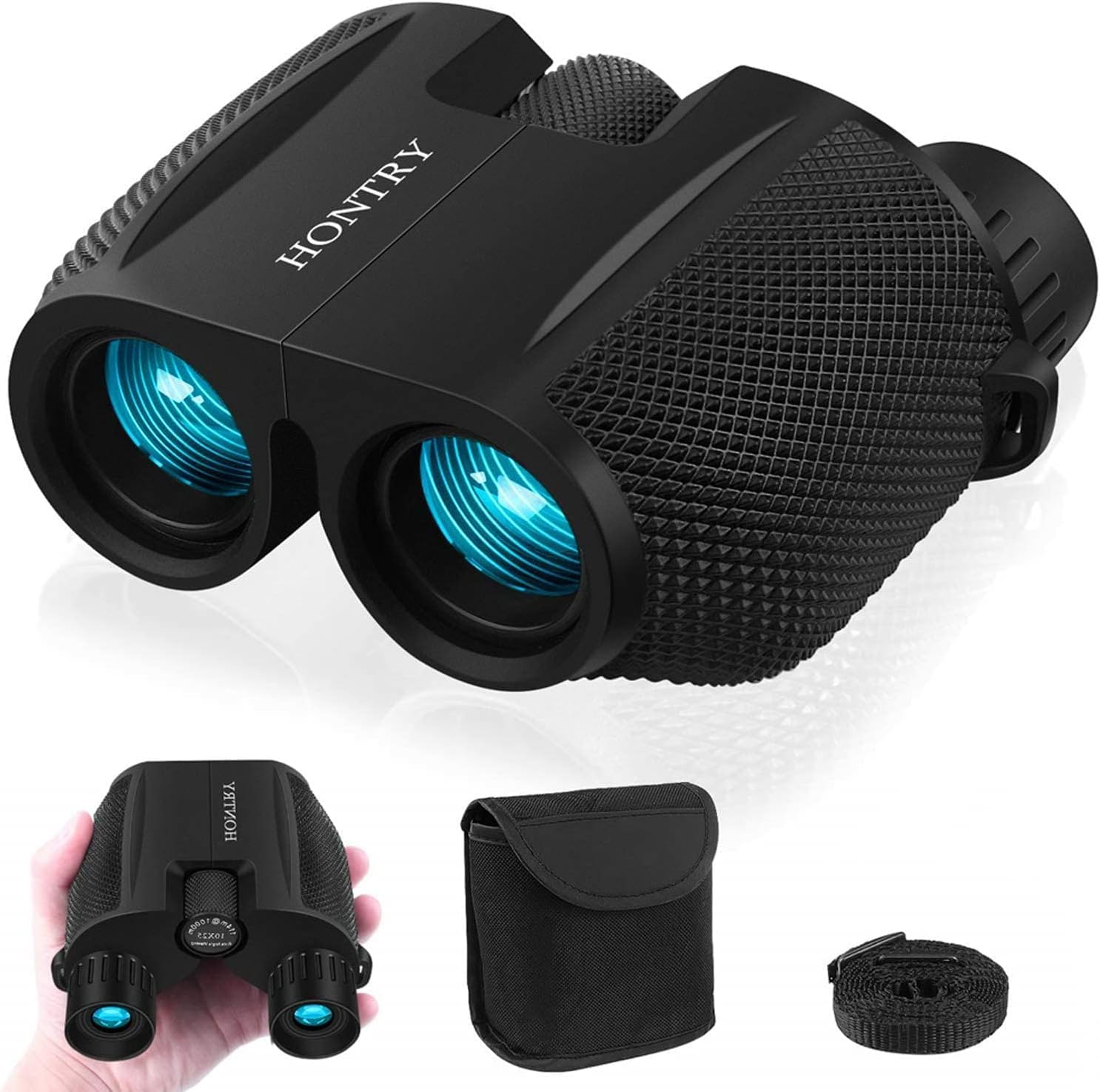 HONTRY 10x Binoculars for Adults and Children, Easy to Carry! Enjoy an immersive experience during live performances, concerts, bird watching, and sporting events. Soft rubber eye mask, gray black