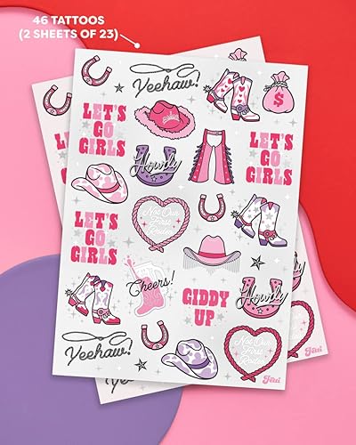 Miniatura 2 de xo, Fetti Rodeo - Tatuajes temporales para fiesta de cumpleaños - 46 estilos plateados  Decoraciones de cumpleaños, accesorio de vaquera Giddy Up,