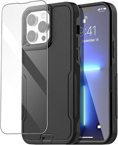 AICase Funda para iPhone 13 Pro Max con protector de pantalla de vidrio, protecciĂłn contra caĂdas de alta resistencia, cuerpo completo, resistente a AICase Funda para iPhone 13 Pro Max con protector de pantalla de vidrio, protecciĂłn contra caĂdas de alta resistencia, cuerpo completo, resistente a