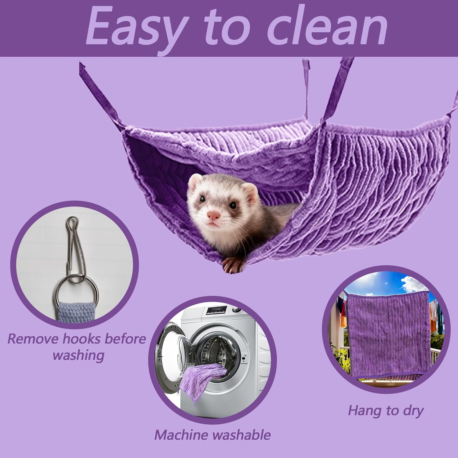 kathson 4 PCS Ferret Hammock Set,Guinea Pig Hammocks Hideout Bed,Ferret Hanging Play Tunnel,Soft Rat Hammock Sleep Beds Cage Accessories for Sugar Glider,Hamster Chinchilla