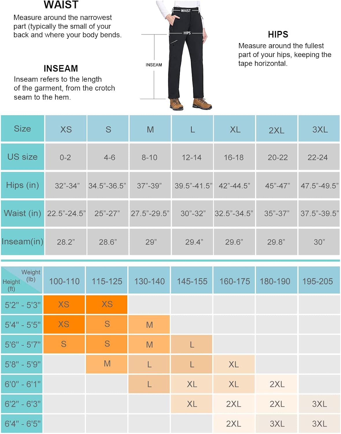 BALEAF Women's Winter Fleece Lined Hiking Pants Insulated Waterproof Cold Weather Outdoor Windproof Soft Shell : Clothing, Shoes & Jewelry