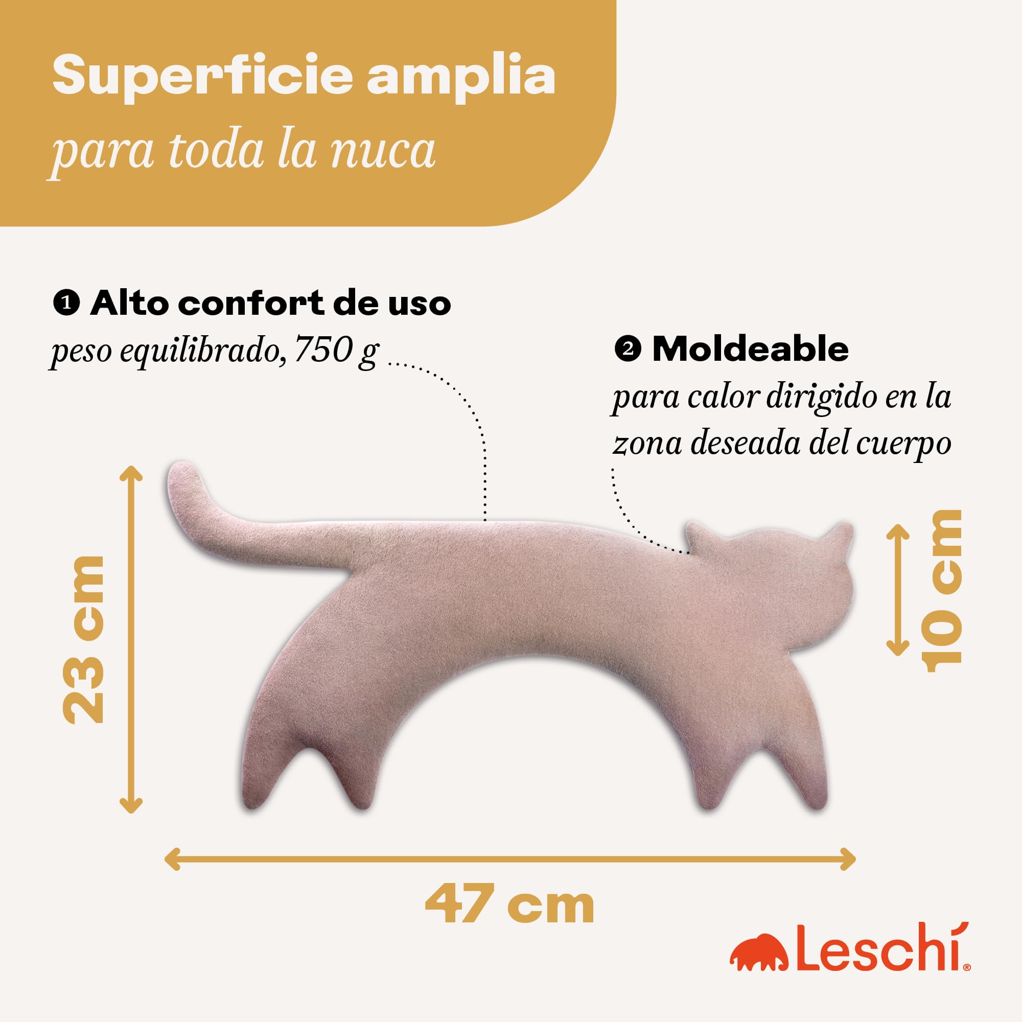 LESCHI Saco Térmico de Semillas para Microondas, Saco de Semillas de 100% Algodón y Trigo Orgánicos, Bolsa Semillas Microondas ideal para Cuello, Cervical y Espalda, 47x23 cm, Gata Minina rosa