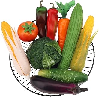 10 Pcs Fake Vegetables,Realistic Plastic Fake Fruit and Vegetable Decoration,Artificial Vegetable for Home Kitchen Decor, Fake Veggies Broccoli Chili for Photography Props Display