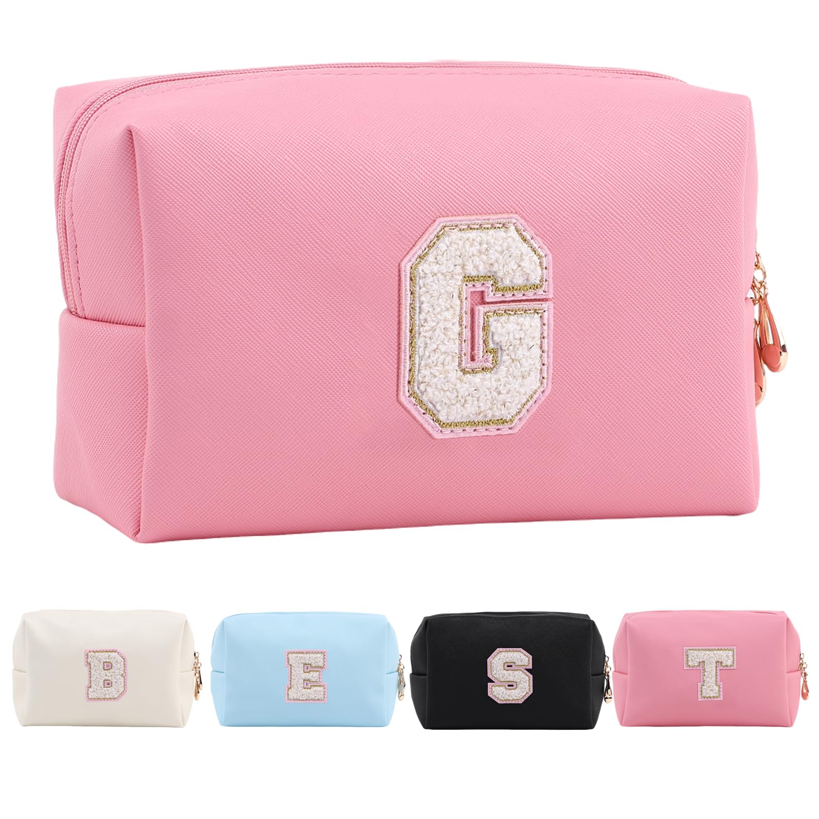 Personalized Makeup Bag,Waterproof Travel Makeup Pouch Cosmetic Bag Birthday Gift for Women Mom，Bride Bridesmaid Cosmetic Bag A-Z — view 31