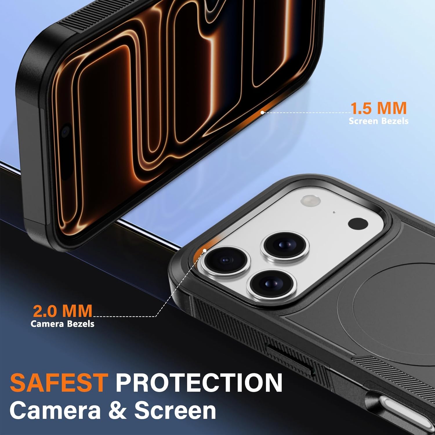 for iPhone 17 Pro Case [Compatible with MagSafe] [Shockproof] [Dropproof] [with 2X HD Screen Protector ] Heavy Duty Protection Phone Case Cover for iPhone 17 Pro 6.3 inch (Black) - Image 7