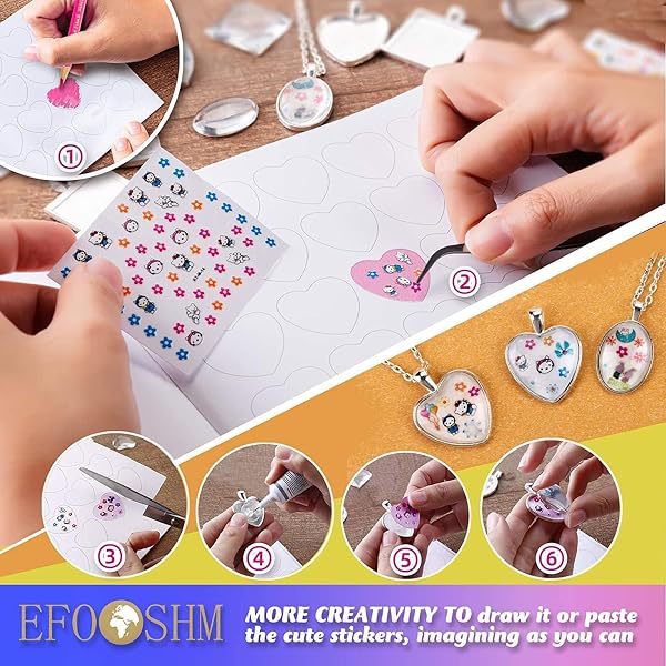 EFO SHM Bastelset Kinder Basteln Ketten Selber Machen Schmuckset Armbänder Anhänger Halsketten für Mädchen Jungs und Erwachsene, Großartig als Geschenk - 5