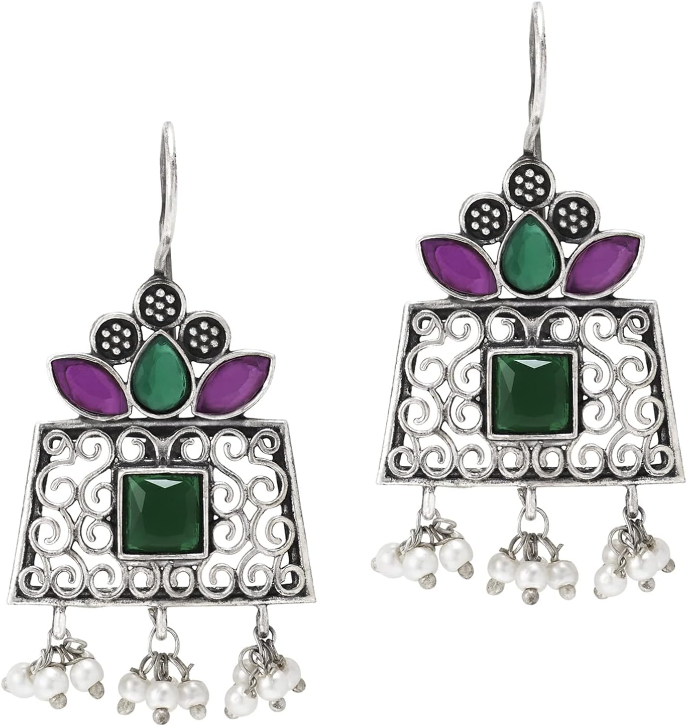 Aheli Pleasing Oxidized Dangle Earrings Indian Tribal Boho Traditional Fashion Jewelry Gift for Women