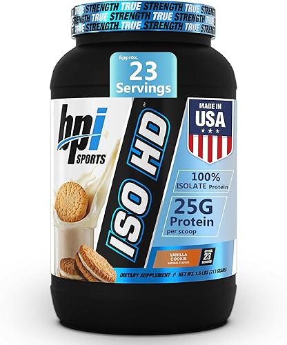 Miniatura 10 de BPI Sports ISO HD - Aislamiento de proteínas 100% puras, mantequilla de galletas, 1.7 libras