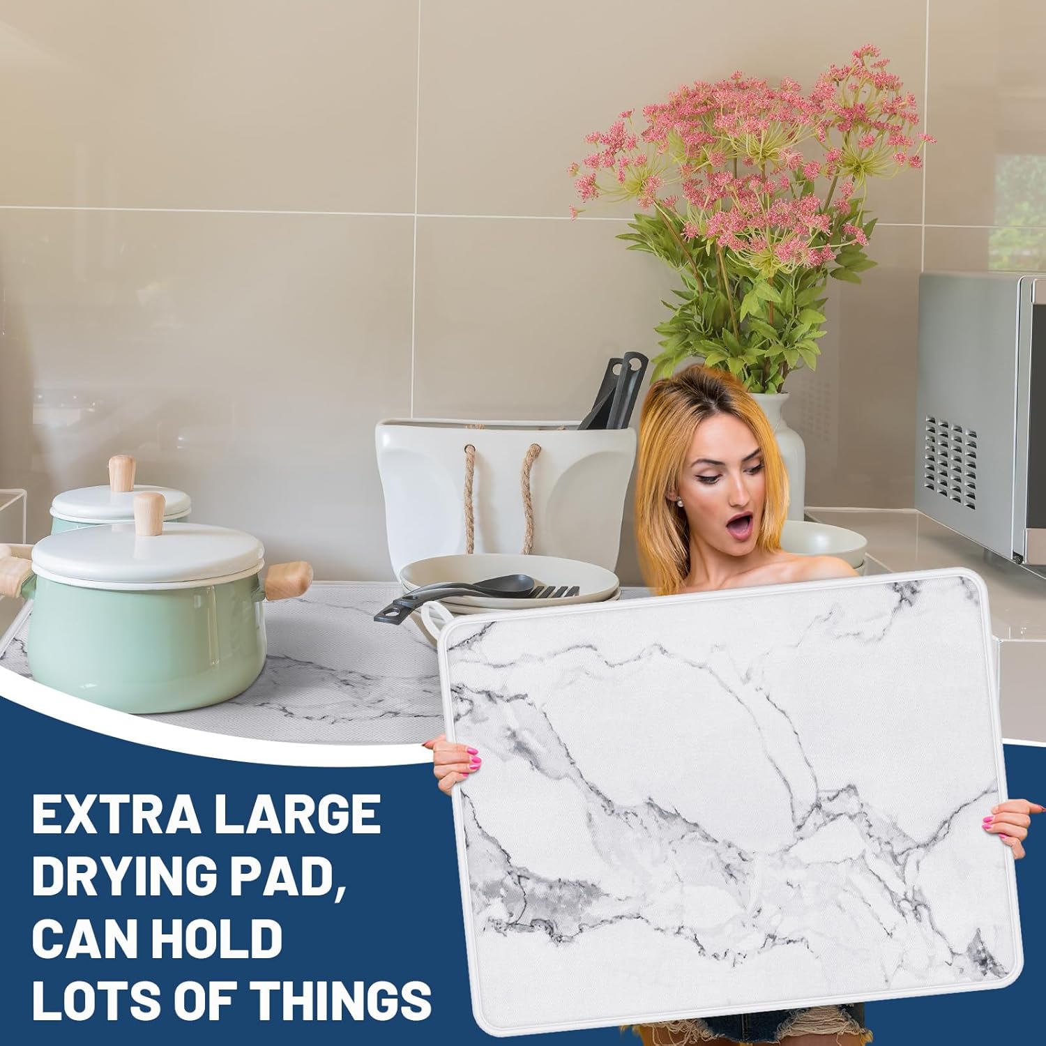 Extra Lar Dish Drying Mat Hide Stain Dish Drying Pad Lar Size