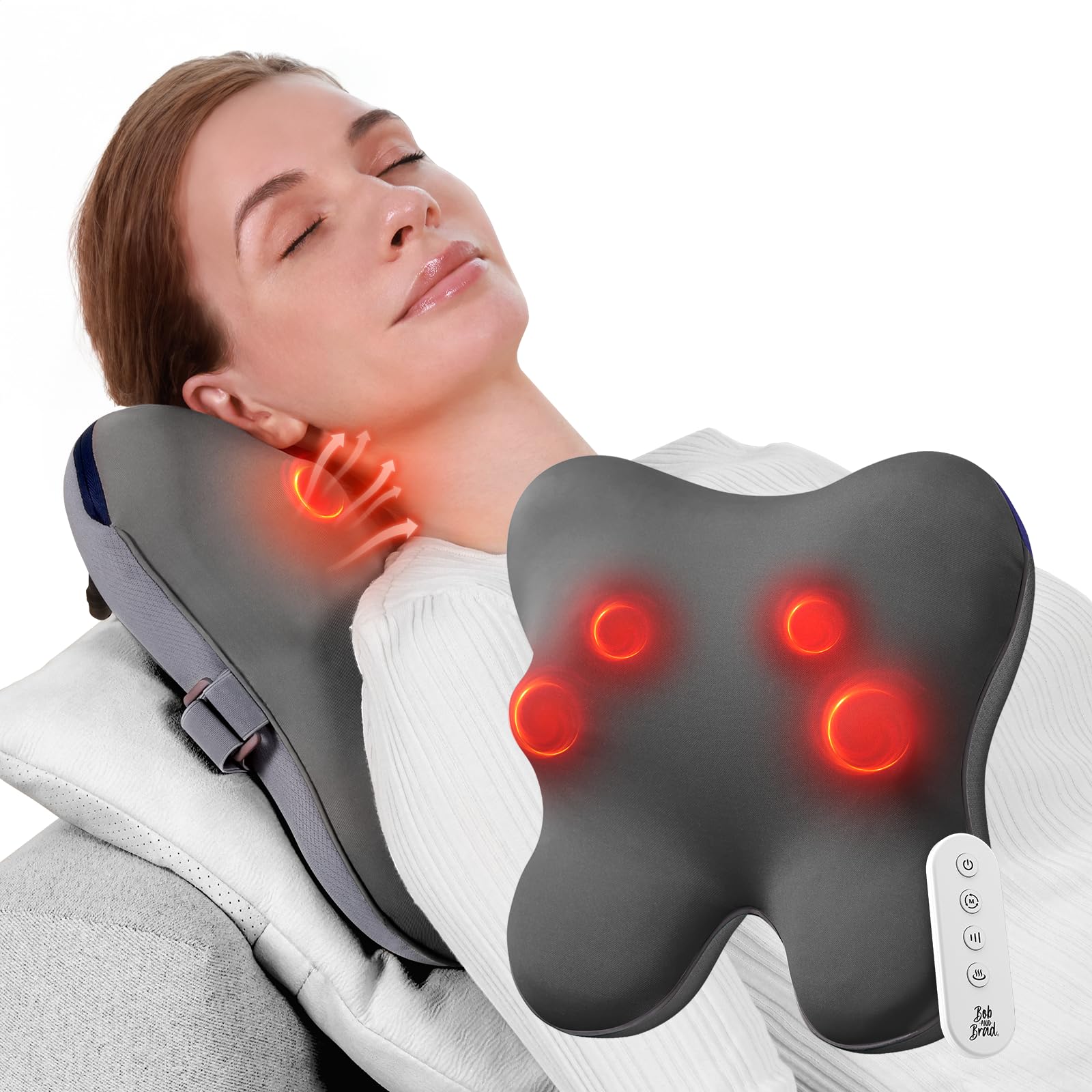Photo 1 of BOB AND BRAD Back Massager with Heat and Remote, EZBack Plus Shiatsu Massage Pillow with 3 Level, Kneading Deep Tissue Massage for Neck, Shoulder, Leg, Upper & Lower Back Pain Relief, FSA Eligible HSA