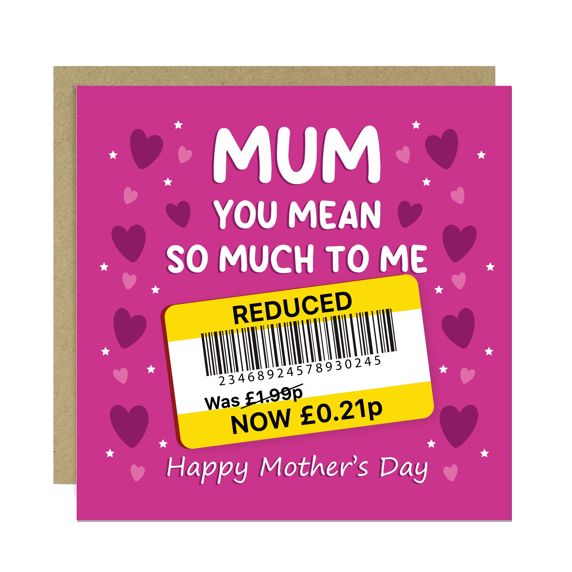 RED OCEAN Joke Card For Mothers Day, Reduced, Cheap Card, Funny Card For Mum From Daughter Son, Humorous Mum Card With Kraft Envelope