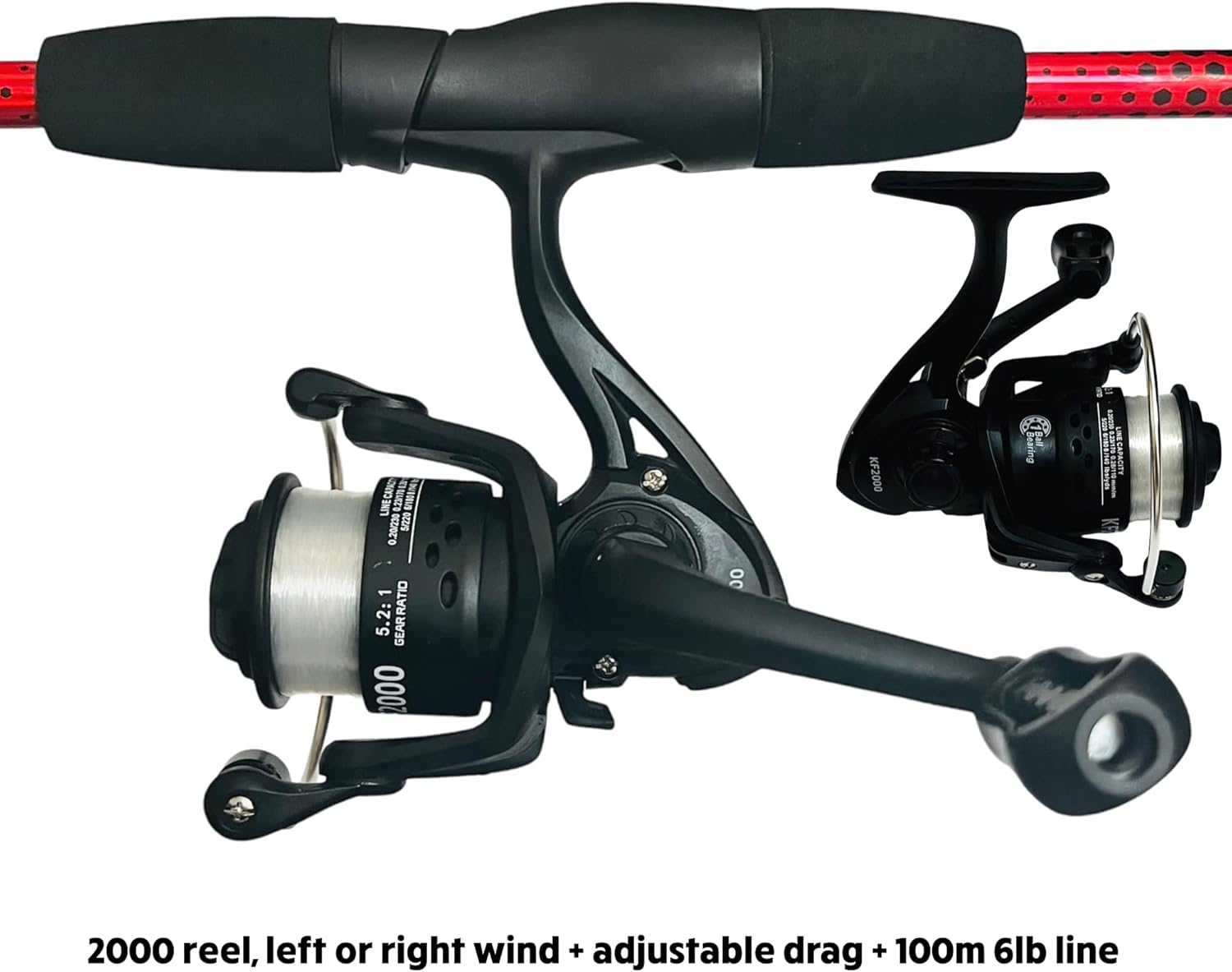 Rigged and Ready K Fish Fishing Combination Set. Rod. Compact 3 Section 170cm 5’7” Rod Reel Line Tackle Box and Tackle + Fishing Guide Combo. Lures Spinners Hooks Weights. Freshwater Saltwater