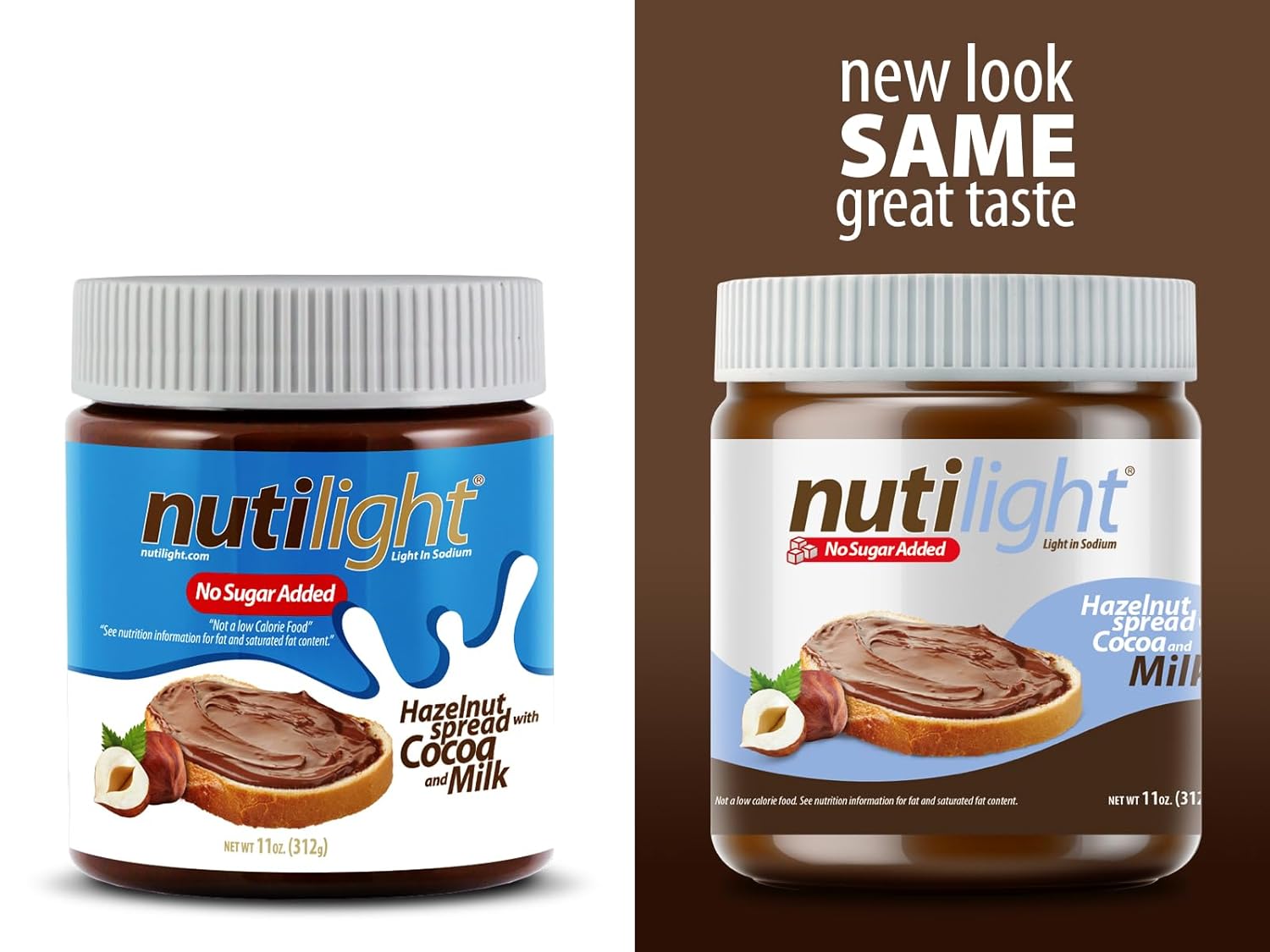 Nutilight No Sugar Added Hazelnut Spread with Cocoa and Milk, Keto and Diabetic Friendly, Non-GMO, Gluten-Free, and Soy-Free, 11 Oz (Pack of 6)