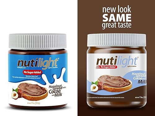 Miniatura 2 de Nutilight Crema de avellana sin azúcar añadida con cacao y leche, apta para dieta cetogénica y diabética, sin OMG, sin gluten y sin soja, 11 onzas