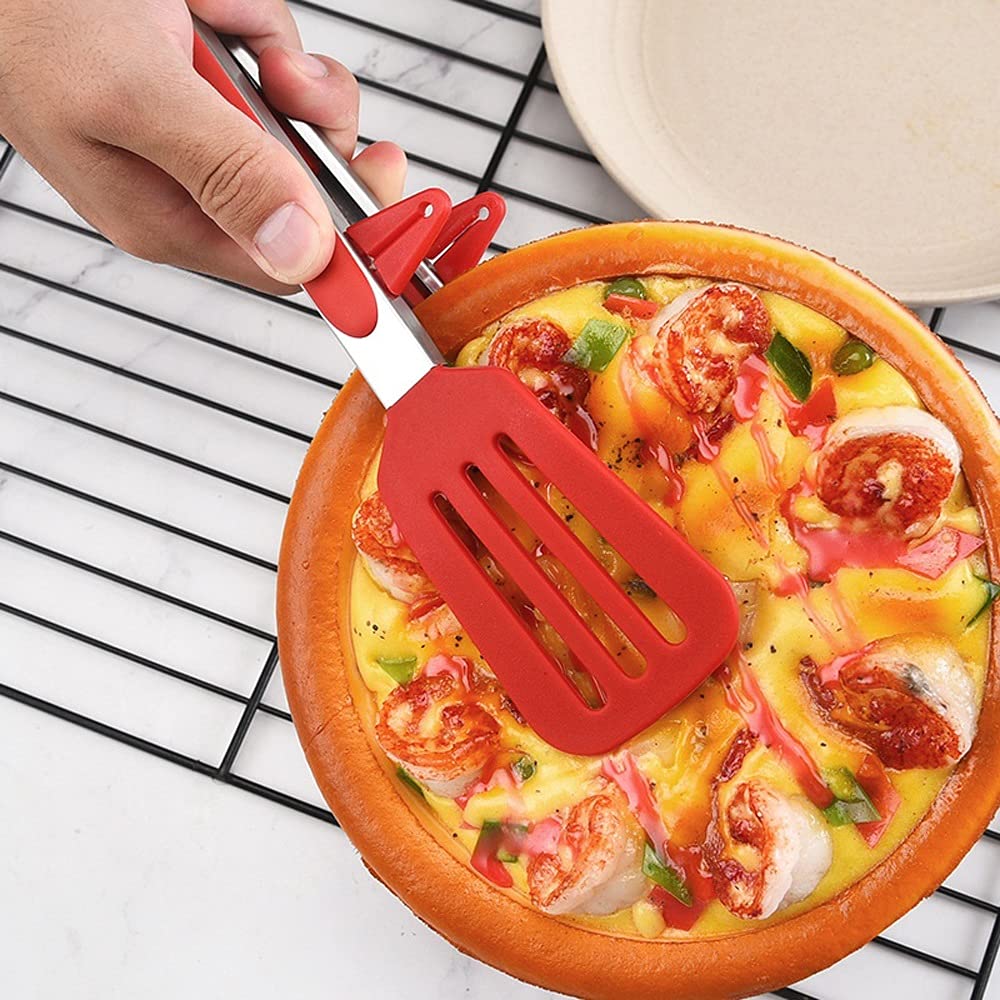 Pince de Cuisine, 1 pièce, en Acier Inoxydable, en Silicone, antidérapante, pour Service de Cuisine, Restaurant, Barbecue (Vert)