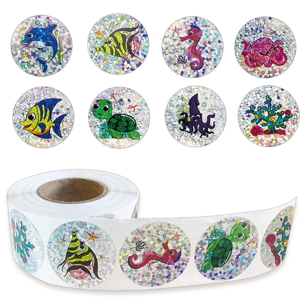 Autocollants scintillants 2,5 cm à paillettes motif marin avec adhésif haute tenue