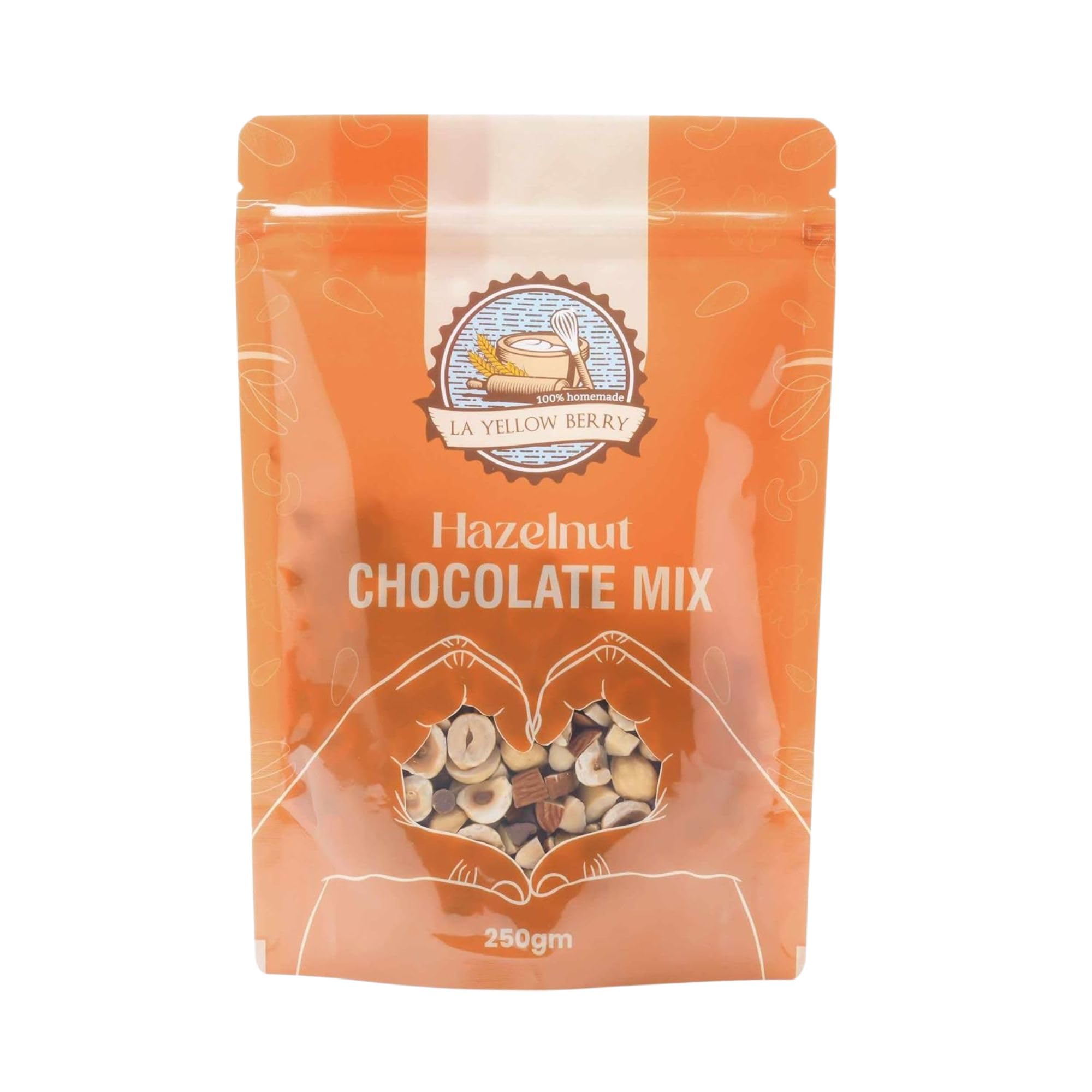 LA YELLOW BERRY Hazelnut Chocolate Mix – Blend of Crunchy Hazelnuts & Smooth Chocolate – Gourmet Snack, Dessert & Gift Pack – Freshly Packed & Delicious Treat (250g)-image-28
